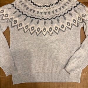 H&M Light Gray Nordic Yoke Crewneck Sweater